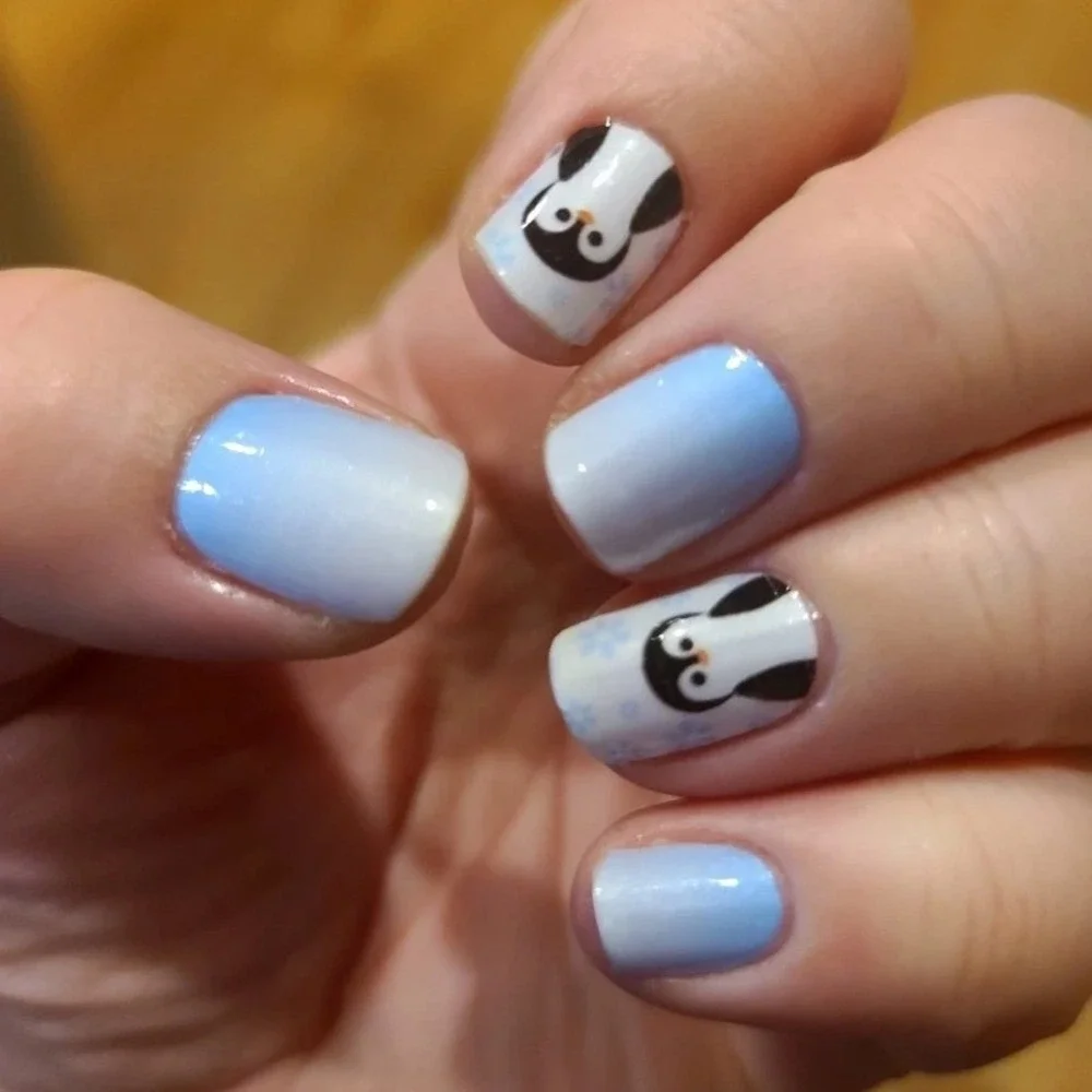 Color Street Penguin Party Nail Polish Strips Blue Ombre Winter FDF275‎ New